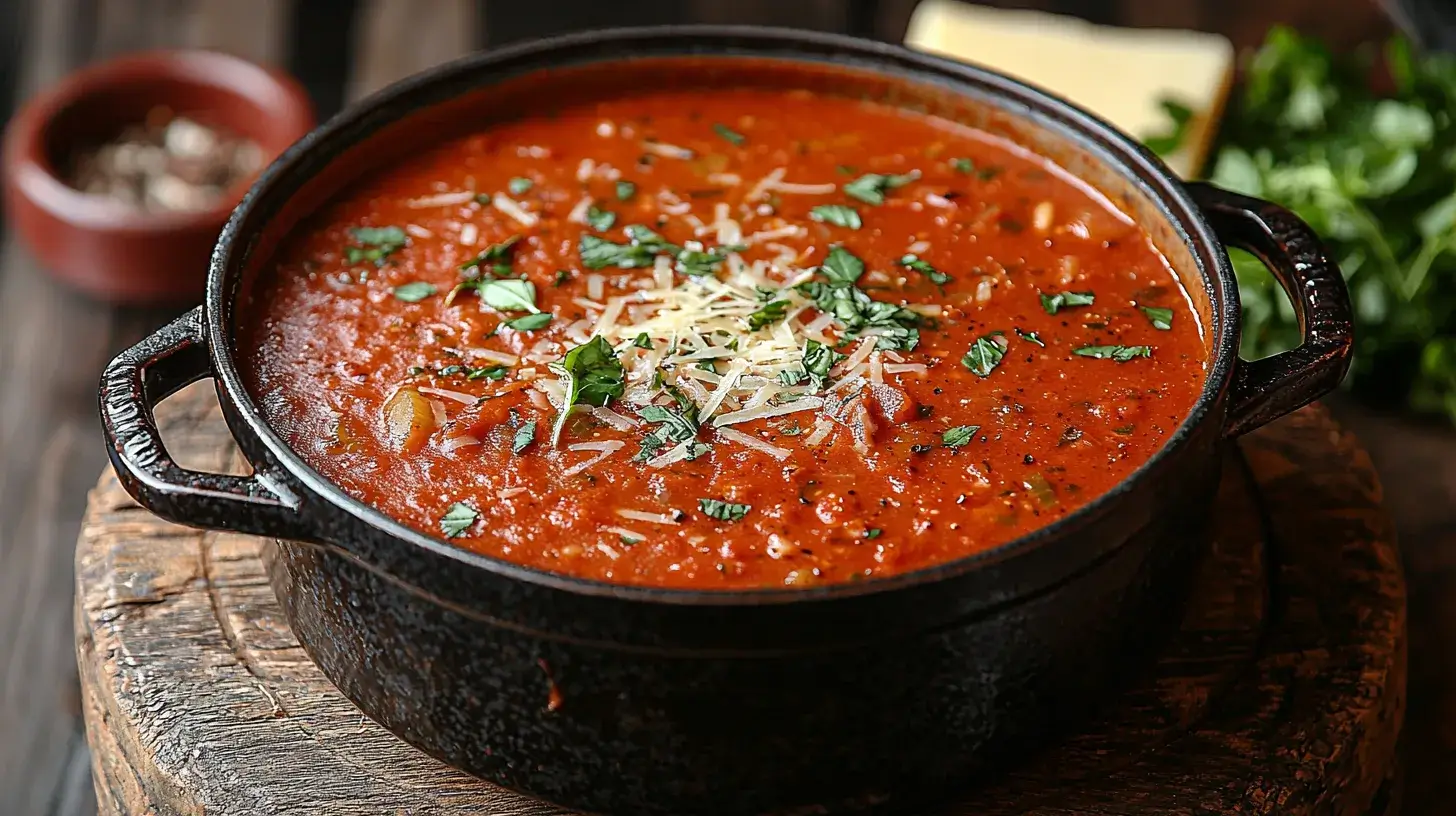 Pizza Soup – A Comforting, Cheesy Tomato Delight